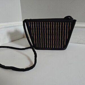 Baskets of Cambodia Black and Tan Crossbody Woven Sustainable Handbag, NWOT
